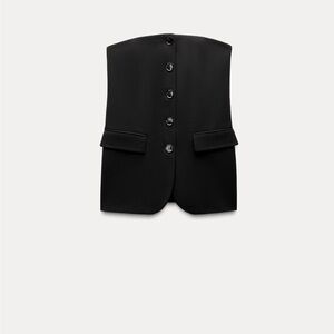 Zara Black Button-Up Tube Top Vest
